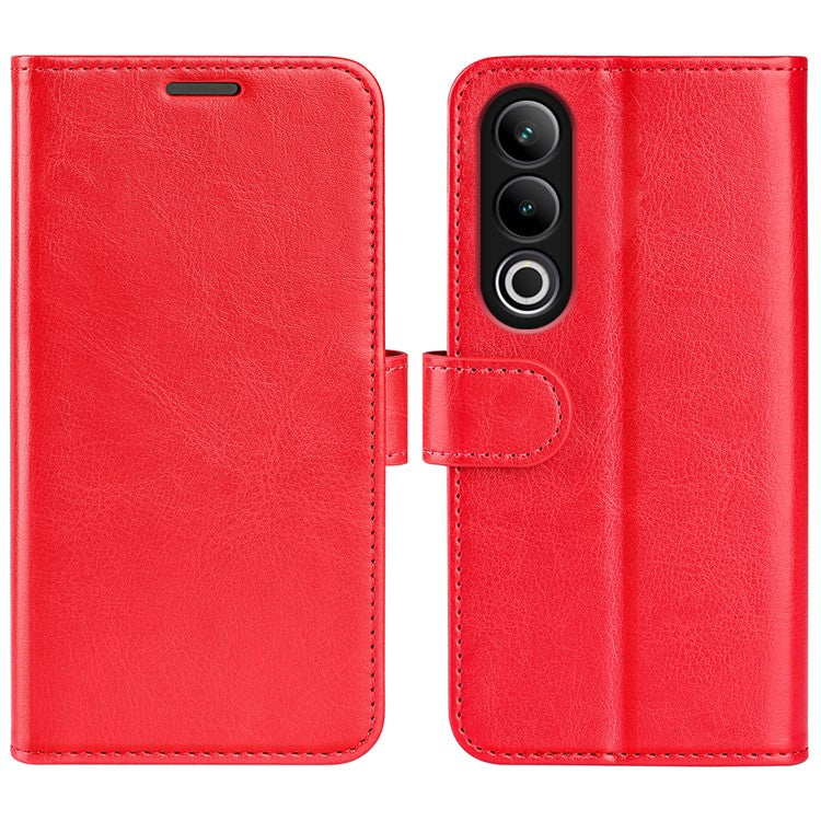 For OnePlus Ace 3V 5G Leather Case Wallet Crazy Horse Texture Folio Flip Phone Cover - Red