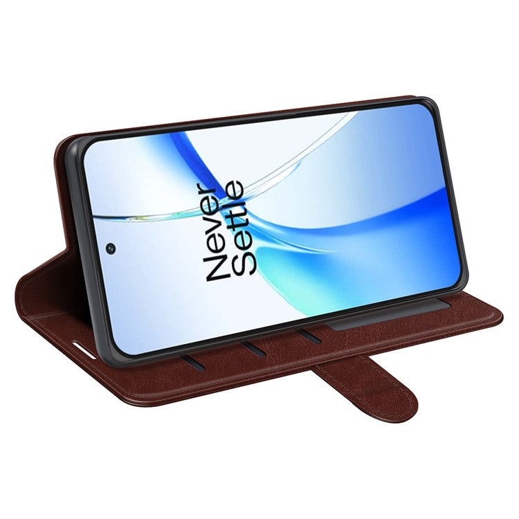For OnePlus Ace 3V 5G Leather Case Wallet Crazy Horse Texture Folio Flip Phone Cover - Brown