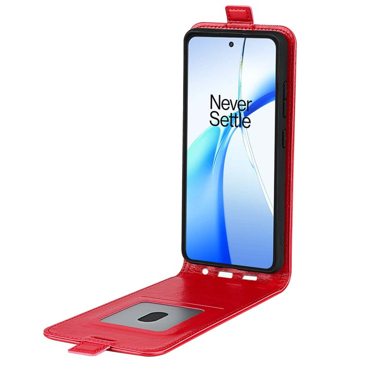 For OnePlus Ace 3V 5G Case Vertical Flip Crazy Horse PU Leather Phone Cover - Red