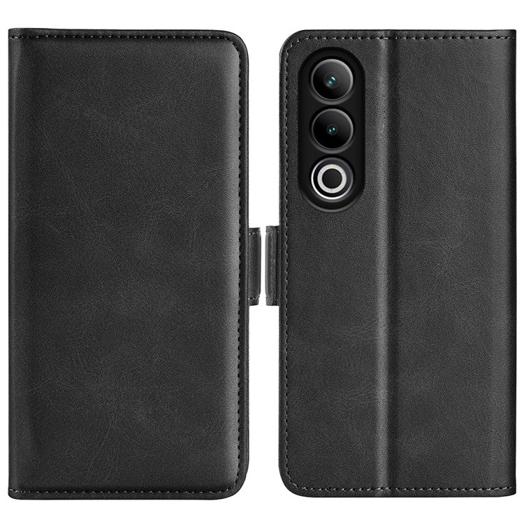 For OnePlus Ace 3V 5G Case Classic Calf Texture Flip Dual Magnetic Clasp Leather Phone Cover - Black