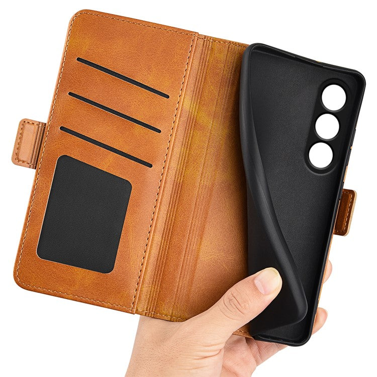 For OnePlus Ace 3V 5G Case Classic Calf Texture Flip Dual Magnetic Clasp Leather Phone Cover - Yellow