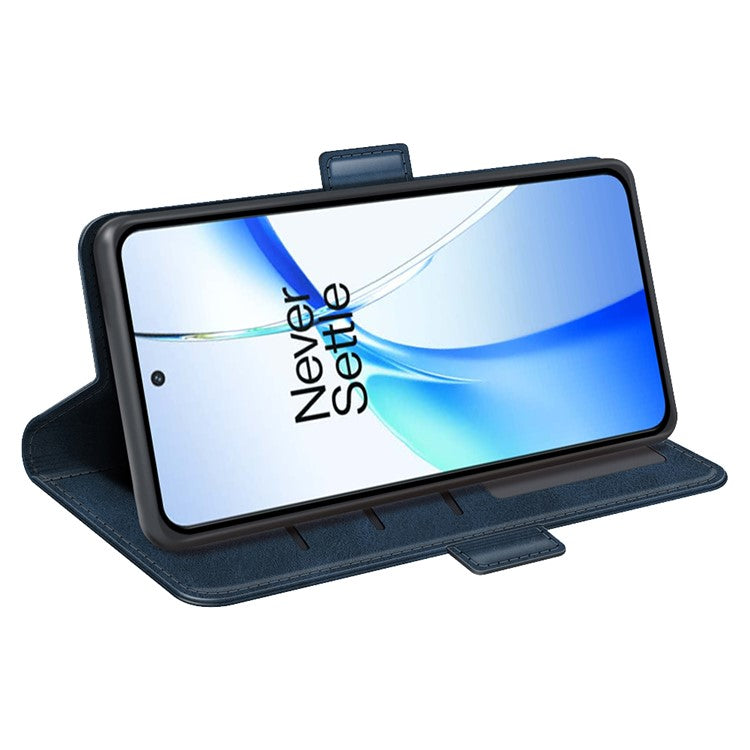 For OnePlus Ace 3V 5G Case Classic Calf Texture Flip Dual Magnetic Clasp Leather Phone Cover - Blue