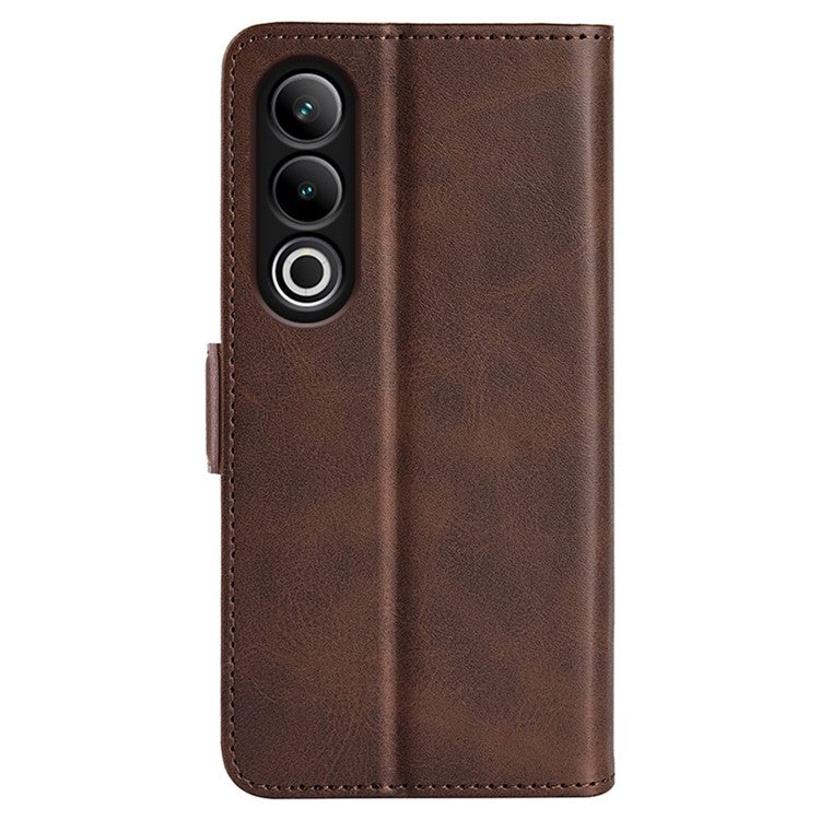 For OnePlus Ace 3V 5G Case Classic Calf Texture Flip Dual Magnetic Clasp Leather Phone Cover - Brown