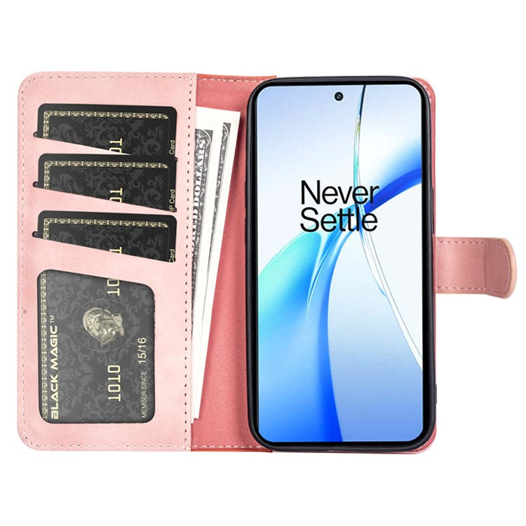 For OnePlus Ace 3V 5G Wallet Case Color Splicing Leather Stand Phone Cover - Pink