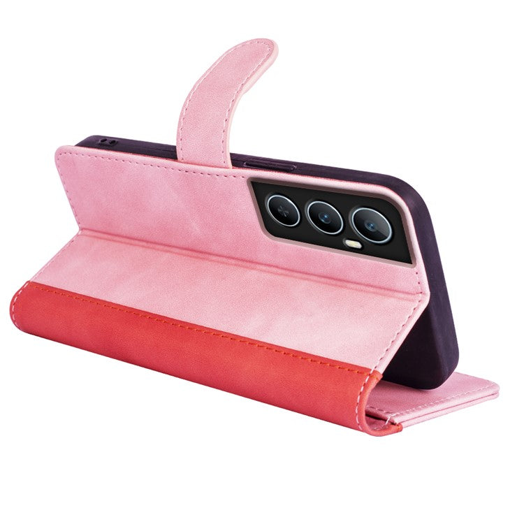 For OnePlus Ace 3V 5G Wallet Case Color Splicing Leather Stand Phone Cover - Pink