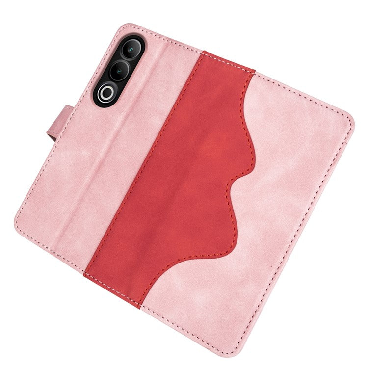 For OnePlus Ace 3V 5G Wallet Case Color Splicing Leather Stand Phone Cover - Pink