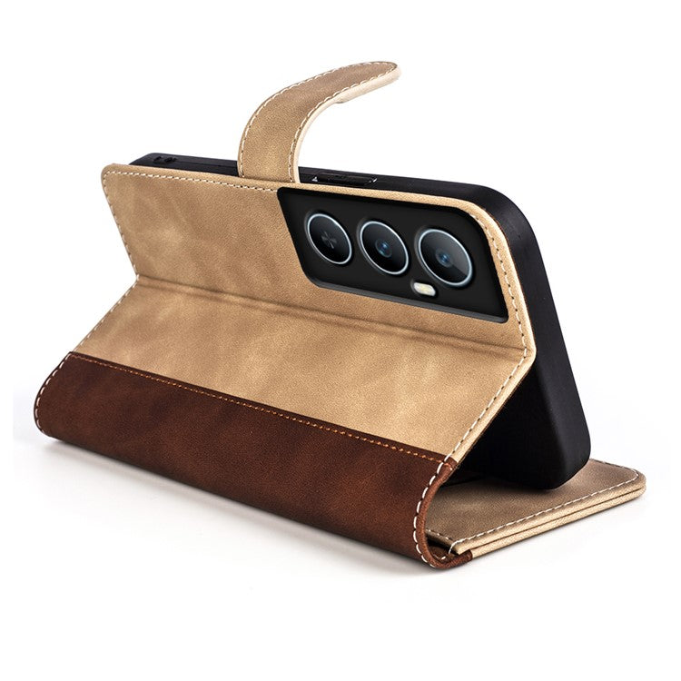 For OnePlus Ace 3V 5G Wallet Case Color Splicing Leather Stand Phone Cover - Yellow