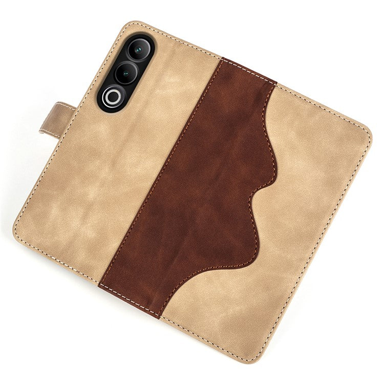 For OnePlus Ace 3V 5G Wallet Case Color Splicing Leather Stand Phone Cover - Yellow