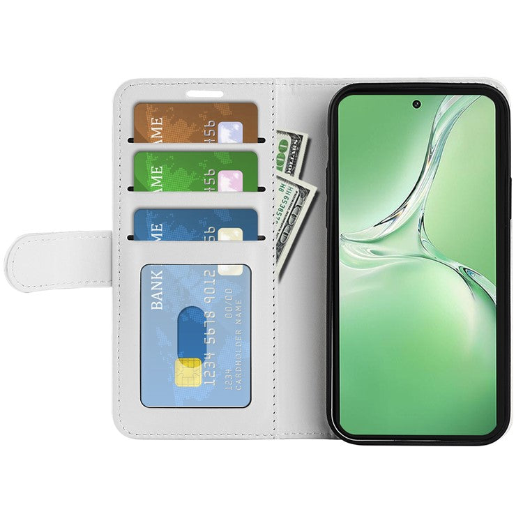 For OnePlus Nord CE4 5G / Oppo K12 Leather Case Crazy Horse Texture Folio Flip Wallet Phone Cover - White