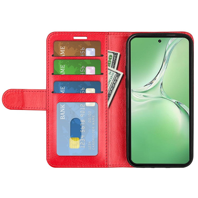 For OnePlus Nord CE4 5G / Oppo K12 Leather Case Crazy Horse Texture Folio Flip Wallet Phone Cover - Red