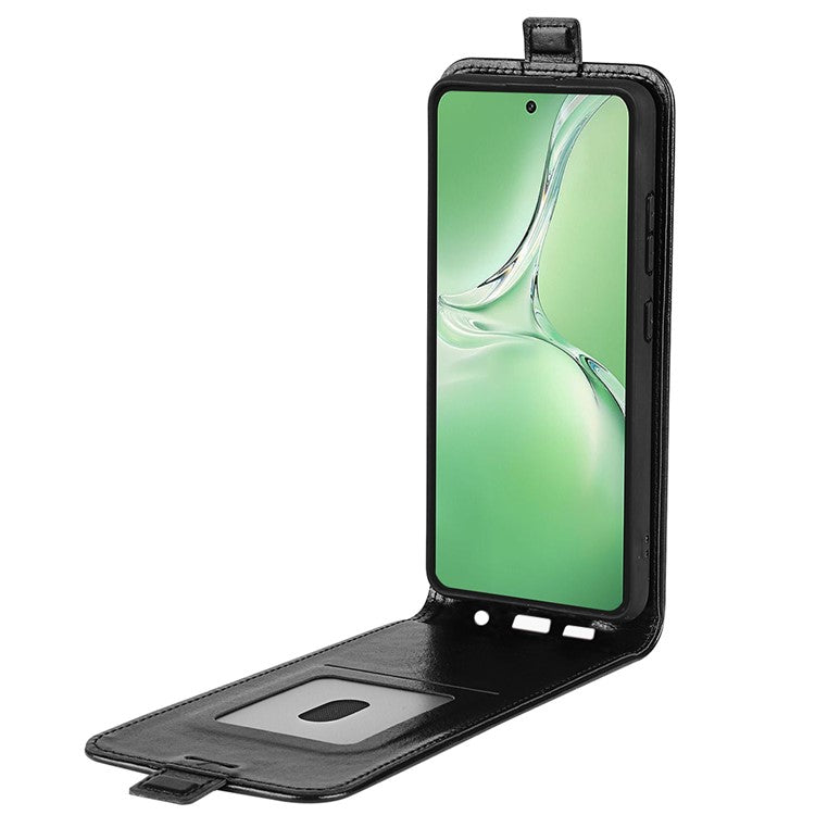 For OnePlus Nord CE4 5G / Oppo K12 Case Crazy Horse Texture Vertical Flip Leather Phone Cover - Black