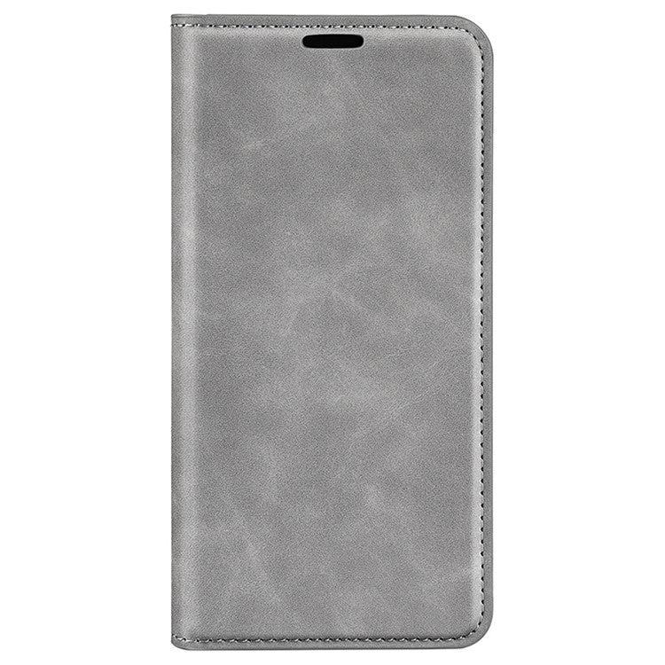 For OnePlus Nord CE4 5G / Oppo K12 Case Skin-Touch Card Slots Leather Flip Phone Cover - Grey