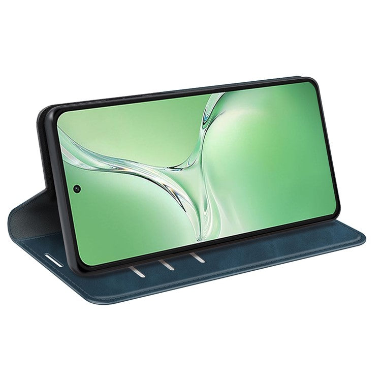 For OnePlus Nord CE4 5G / Oppo K12 Case Skin-Touch Card Slots Leather Flip Phone Cover - Blue