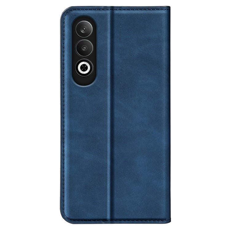 For OnePlus Nord CE4 5G / Oppo K12 Case Skin-Touch Card Slots Leather Flip Phone Cover - Blue