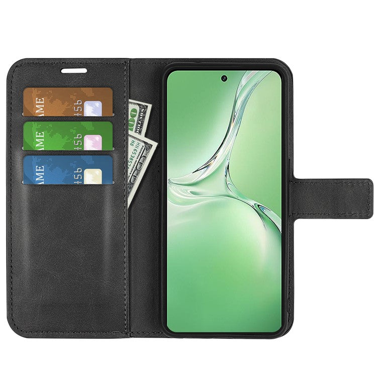 For OnePlus Nord CE4 5G / Oppo K12 Case Magnetic Calf Texture Leather Phone Cover - Black