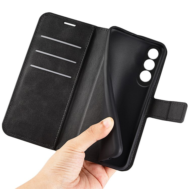 For OnePlus Nord CE4 5G / Oppo K12 Case Magnetic Calf Texture Leather Phone Cover - Black