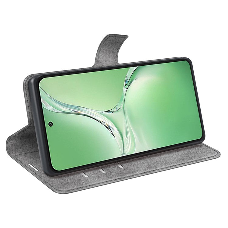 For OnePlus Nord CE4 5G / Oppo K12 Case Magnetic Calf Texture Leather Phone Cover - Grey