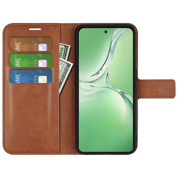 For OnePlus Nord CE4 5G / Oppo K12 Case Magnetic Calf Texture Leather Phone Cover - Light Brown