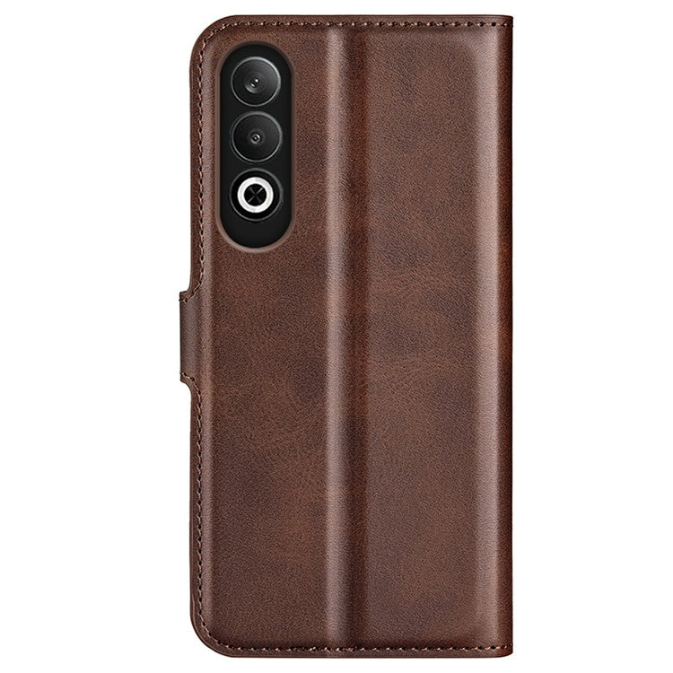 For OnePlus Nord CE4 5G / Oppo K12 Case Magnetic Calf Texture Leather Phone Cover - Brown