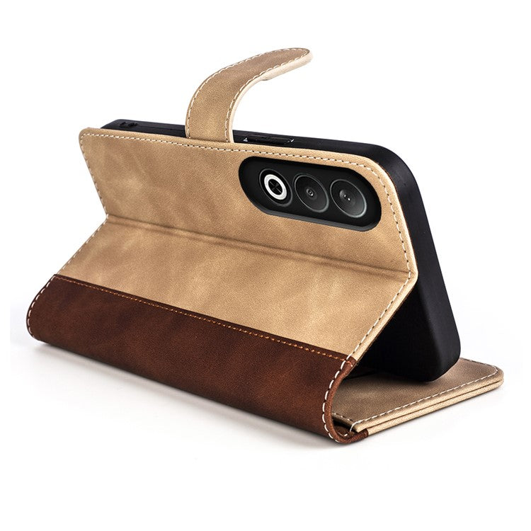 For OnePlus Nord CE4 5G / Oppo K12 Case Wallet Two-color Splicing Leather Phone Cover - Yellow