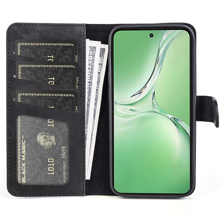 For OnePlus Nord CE4 5G / Oppo K12 Case Wallet Two-color Splicing Leather Phone Cover - Black