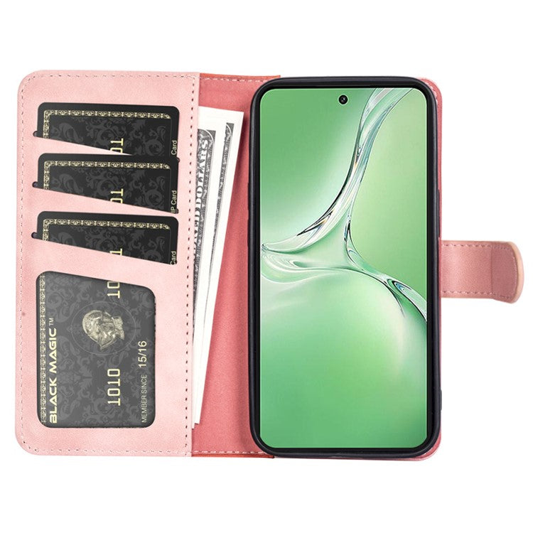 For OnePlus Nord CE4 5G / Oppo K12 Case Wallet Two-color Splicing Leather Phone Cover - Pink