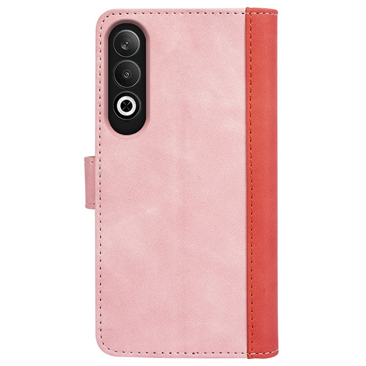 For OnePlus Nord CE4 5G / Oppo K12 Case Wallet Two-color Splicing Leather Phone Cover - Pink