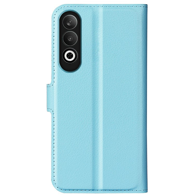 For OnePlus Nord CE4 5G / Oppo K12 Case Litchi Grain Leather Folio Flip Phone Cover - Blue