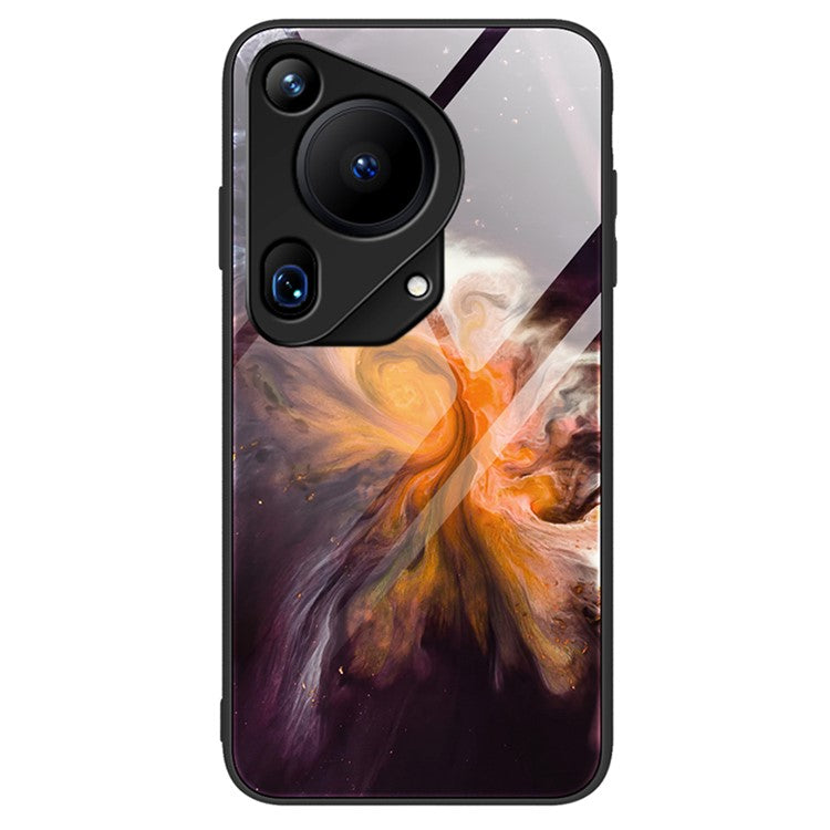 For Huawei Pura 70 Ultra Case Marble Pattern Tempered Glass+PC+TPU Phone Cover - DL01