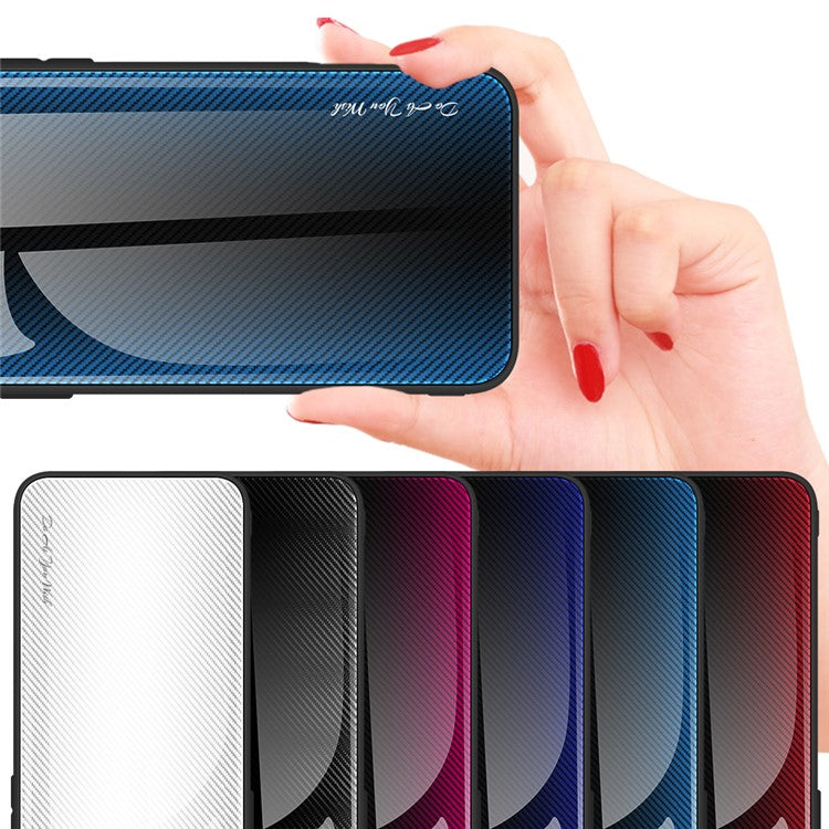 For Huawei Pura 70 Ultra Case Tempered Glass+TPU Phone Cover Carbon Fiber Texture - Black