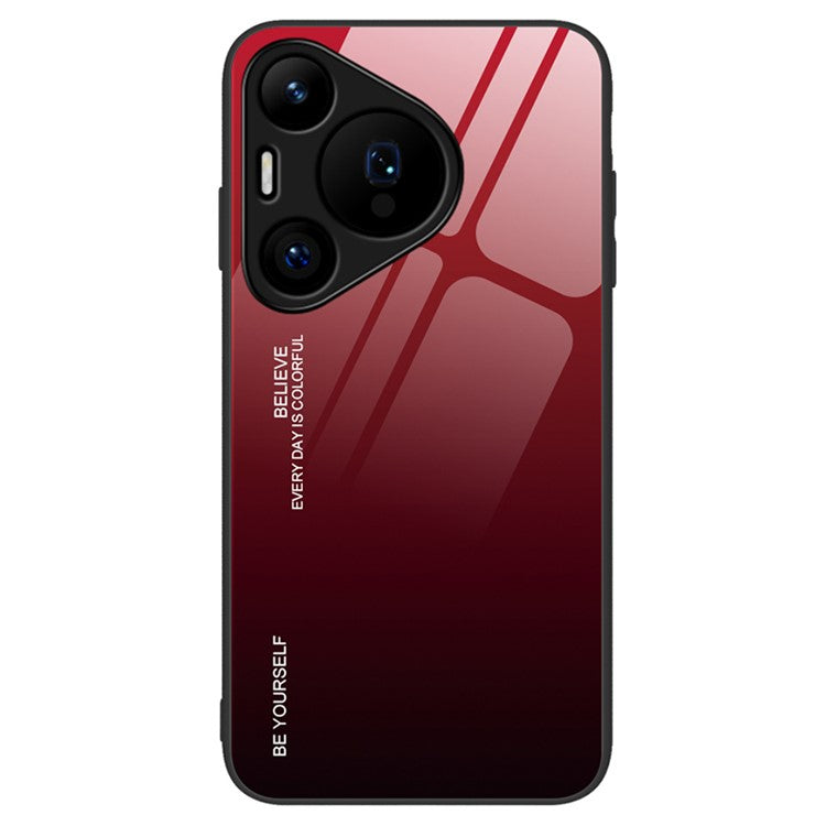 For Huawei Pura 70 Case Anti-Drop Tempered Glass+PC+TPU Phone Cover - Red / Black