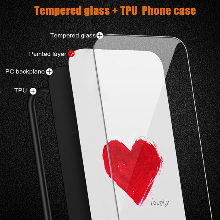 For Huawei Pura 70 Case Tempered Glass +PC+TPU Pattern Printing Mobile Phone Cover - Green Leaves