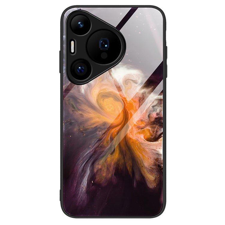 For Huawei Pura 70 Case Marble Pattern Tempered Glass+PC+TPU Phone Cover - DL01