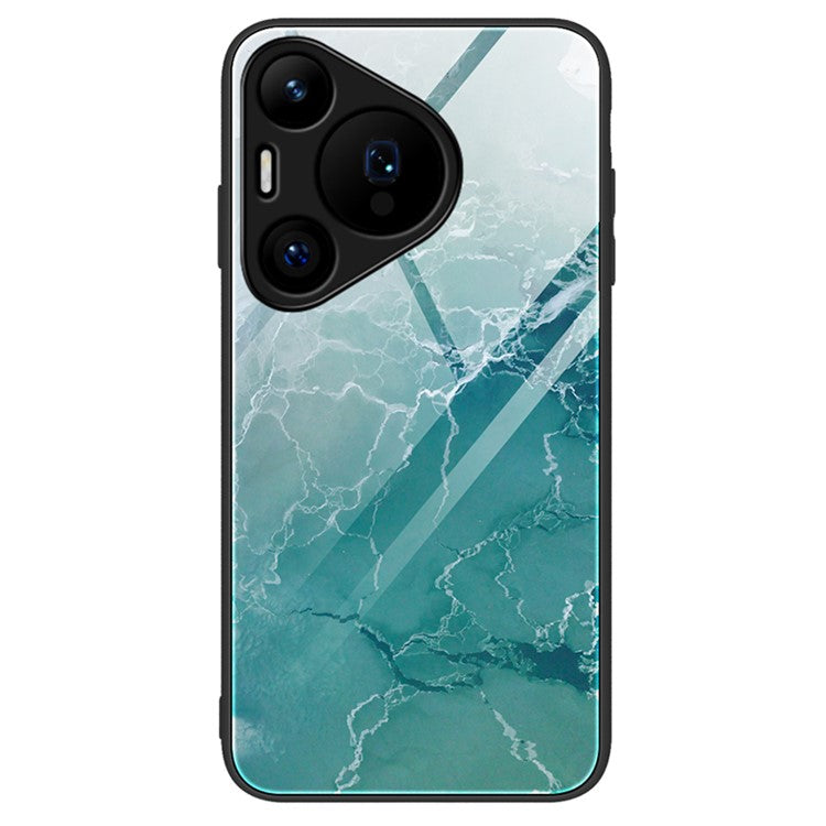 For Huawei Pura 70 Case Marble Pattern Tempered Glass+PC+TPU Phone Cover - DL04