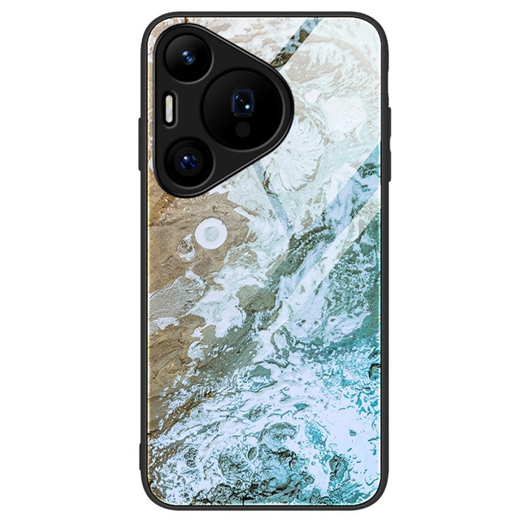 For Huawei Pura 70 Case Marble Pattern Tempered Glass+PC+TPU Phone Cover - DL06