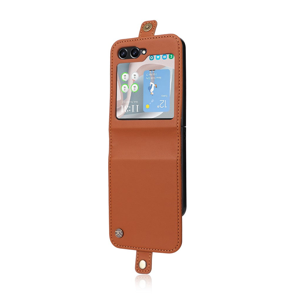 YIKATU YK-001 For Samsung Galaxy Z Flip7 FE 5G / Z Flip6 5G Case Leather Phone Cover with Card Slots - Brown