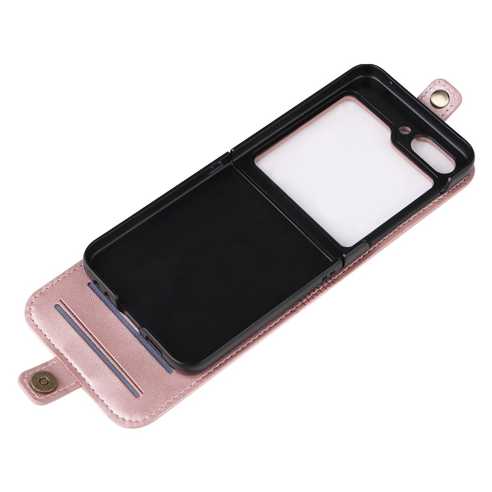 YIKATU YK-001 For Samsung Galaxy Z Flip7 FE 5G / Z Flip6 5G Case Leather Phone Cover with Card Slots - Rose Gold