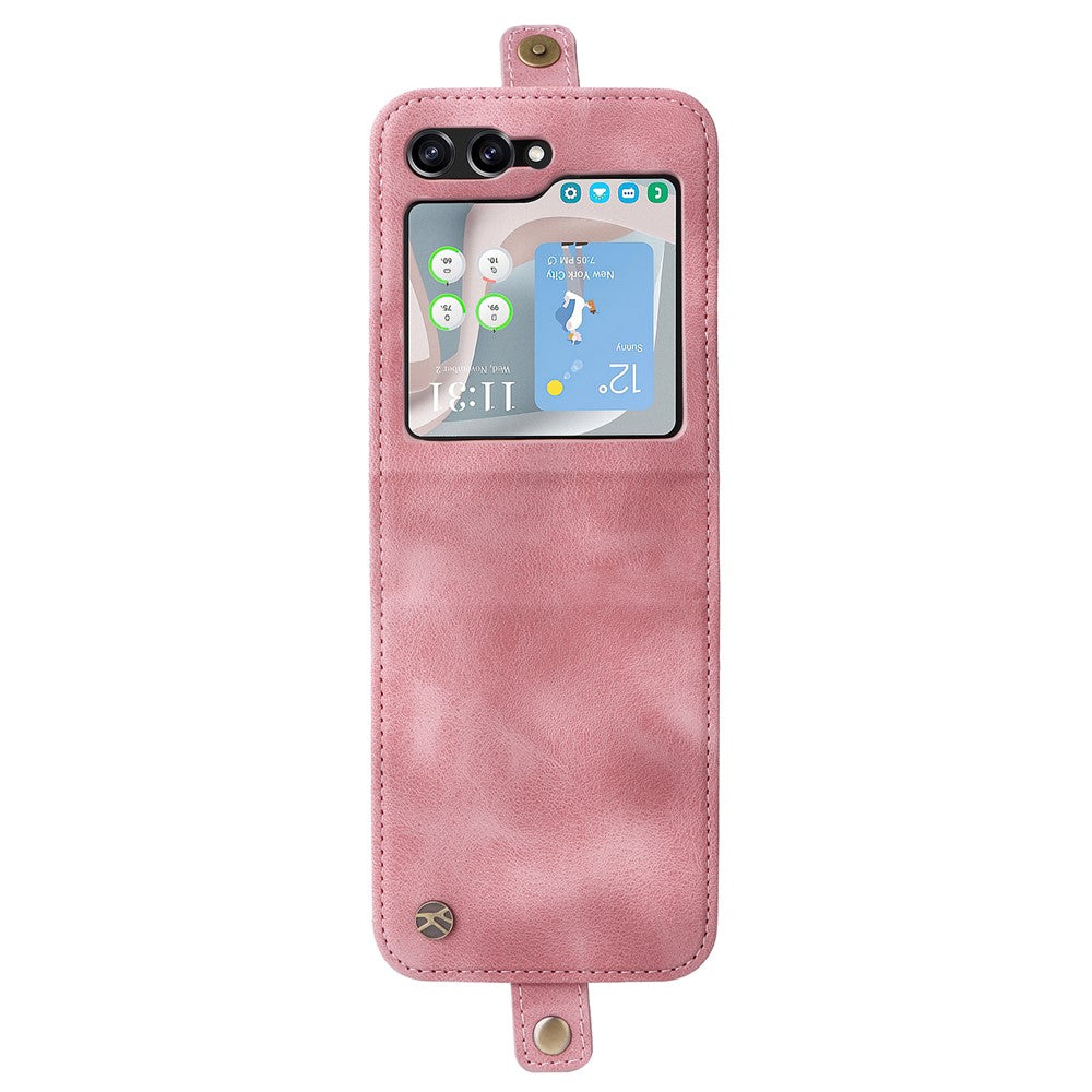 YIKATU YK-002 For Samsung Galaxy Z Flip7 FE 5G / Z Flip6 5G Case Card Holders PU Leather Skin-touch Phone Cover - Pink