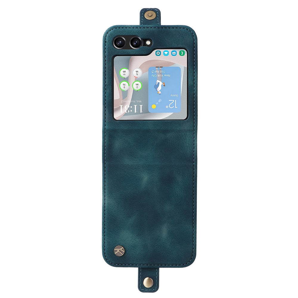 YIKATU YK-002 For Samsung Galaxy Z Flip7 FE 5G / Z Flip6 5G Case Card Holders PU Leather Skin-touch Phone Cover - Blue