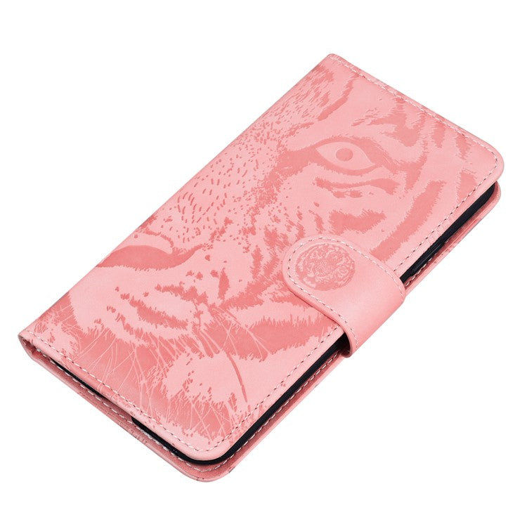 For Samsung Galaxy M15 5G / F15 5G Wallet Case Tiger Pattern Leather Phone Cover - Pink