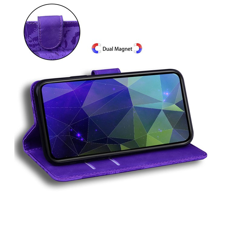 For Samsung Galaxy M15 5G / F15 5G Wallet Case Tiger Pattern Leather Phone Cover - Purple