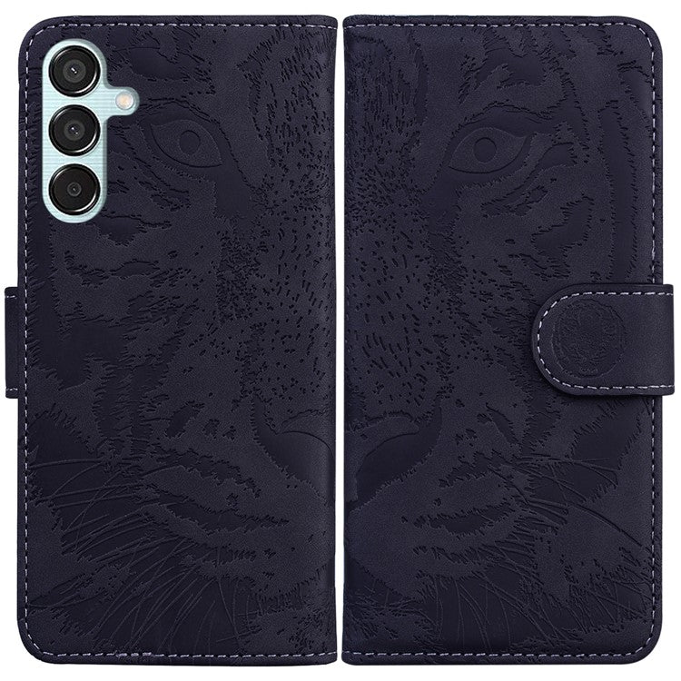 For Samsung Galaxy M15 5G / F15 5G Wallet Case Tiger Pattern Leather Phone Cover - Black