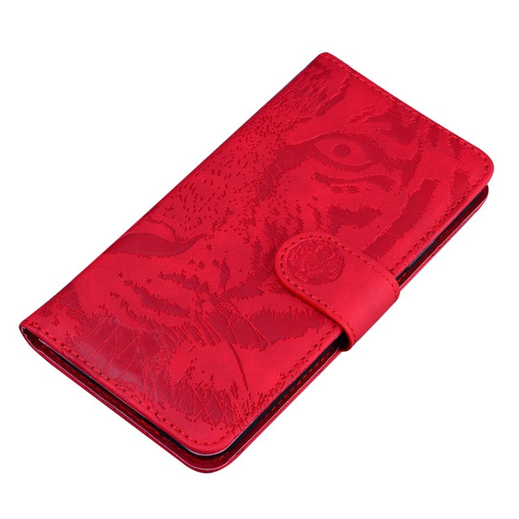 For Samsung Galaxy M15 5G / F15 5G Wallet Case Tiger Pattern Leather Phone Cover - Red