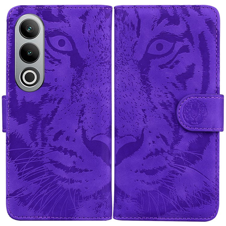 For OnePlus Nord CE4 5G Case Wallet Leather Phone Cover Imprinted Tiger Pattern - Purple