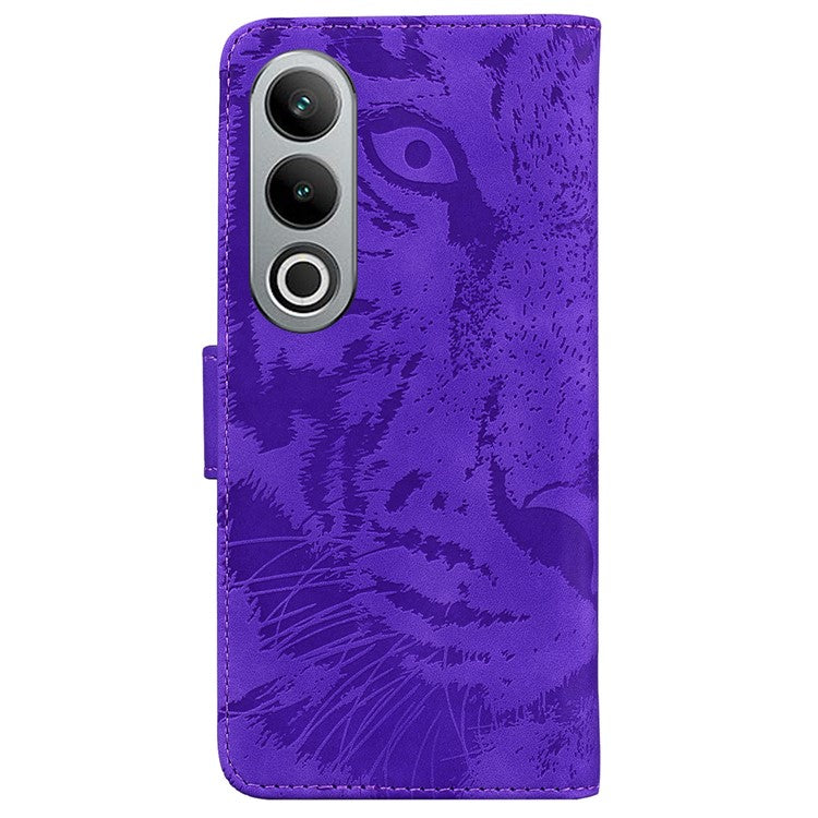 For OnePlus Nord CE4 5G Case Wallet Leather Phone Cover Imprinted Tiger Pattern - Purple