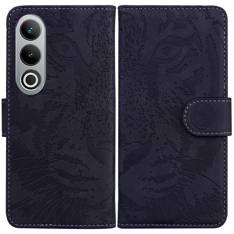 For OnePlus Nord CE4 5G Case Wallet Leather Phone Cover Imprinted Tiger Pattern - Black