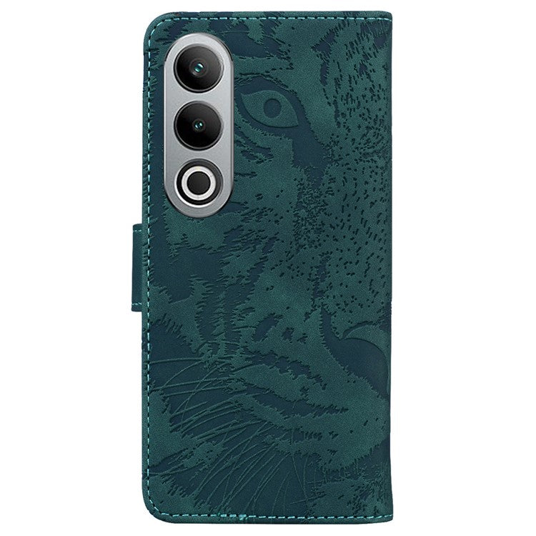 For OnePlus Nord CE4 5G Case Wallet Leather Phone Cover Imprinted Tiger Pattern - Green