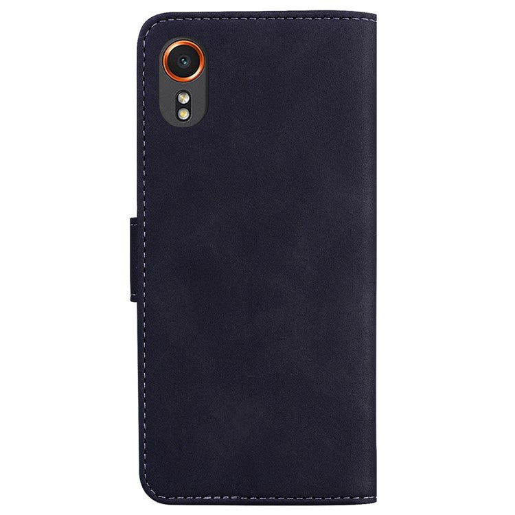 For Samsung Galaxy Xcover7 Case Shockproof Solid Color Leather Flip Phone Cover - Black