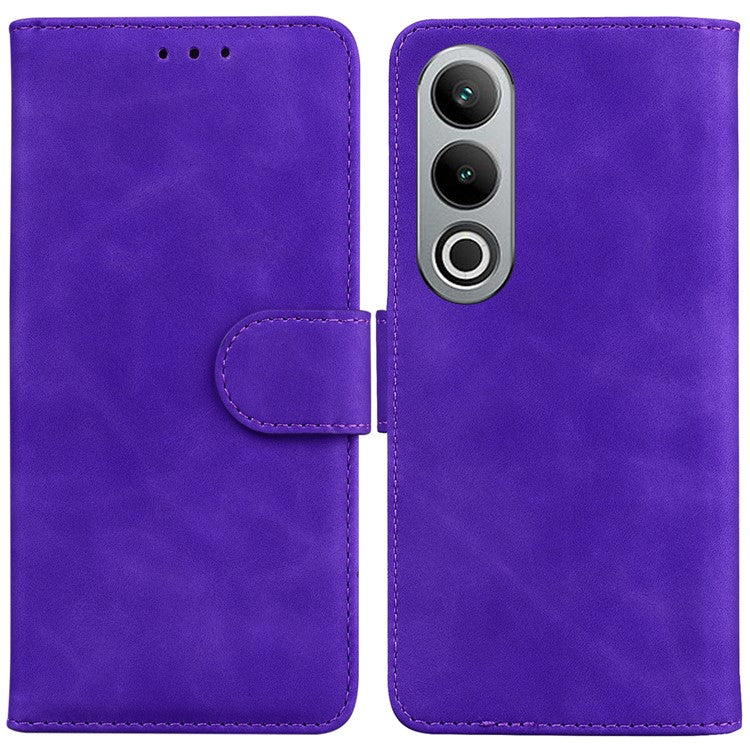 For OnePlus Nord CE4 5G Leather Case Solid Color Magnetic Flip Phone Cover - Purple