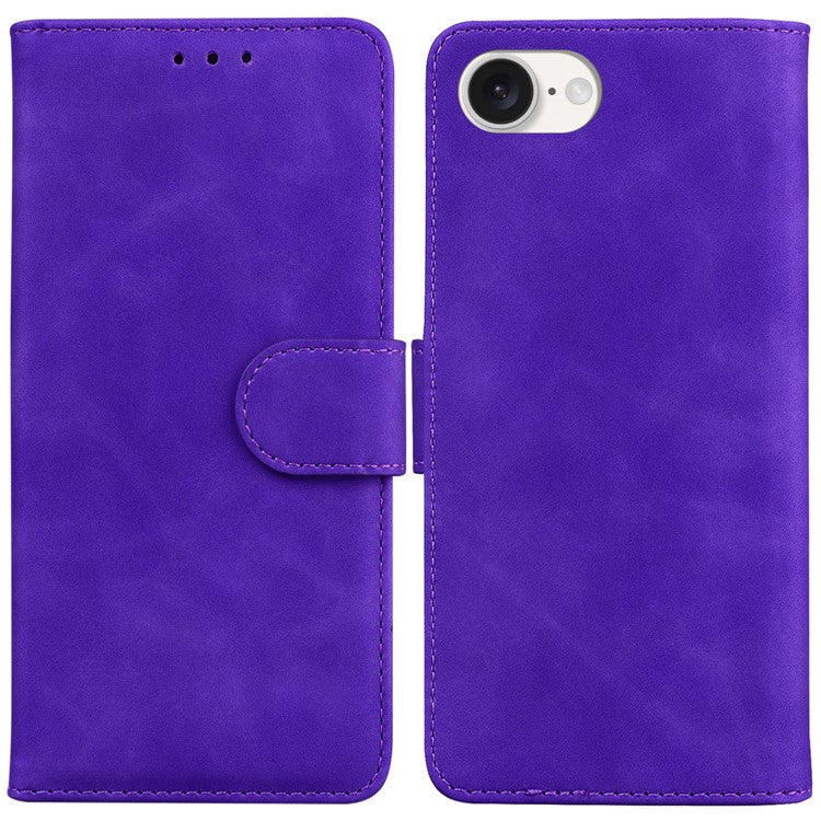 For iPhone 16e Case Anti-Drop Solid Color Leather Phone Cover Mobile Accessories Wholesale - Purple